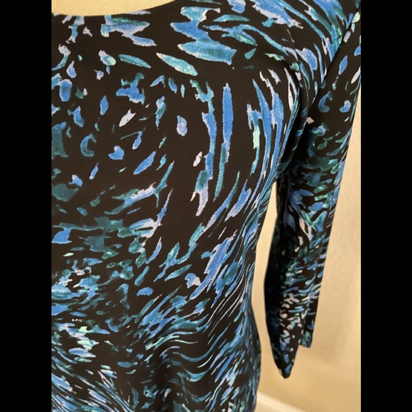 Dana Buchman Blue and Black Pattern Dress - Picture 5 of 9